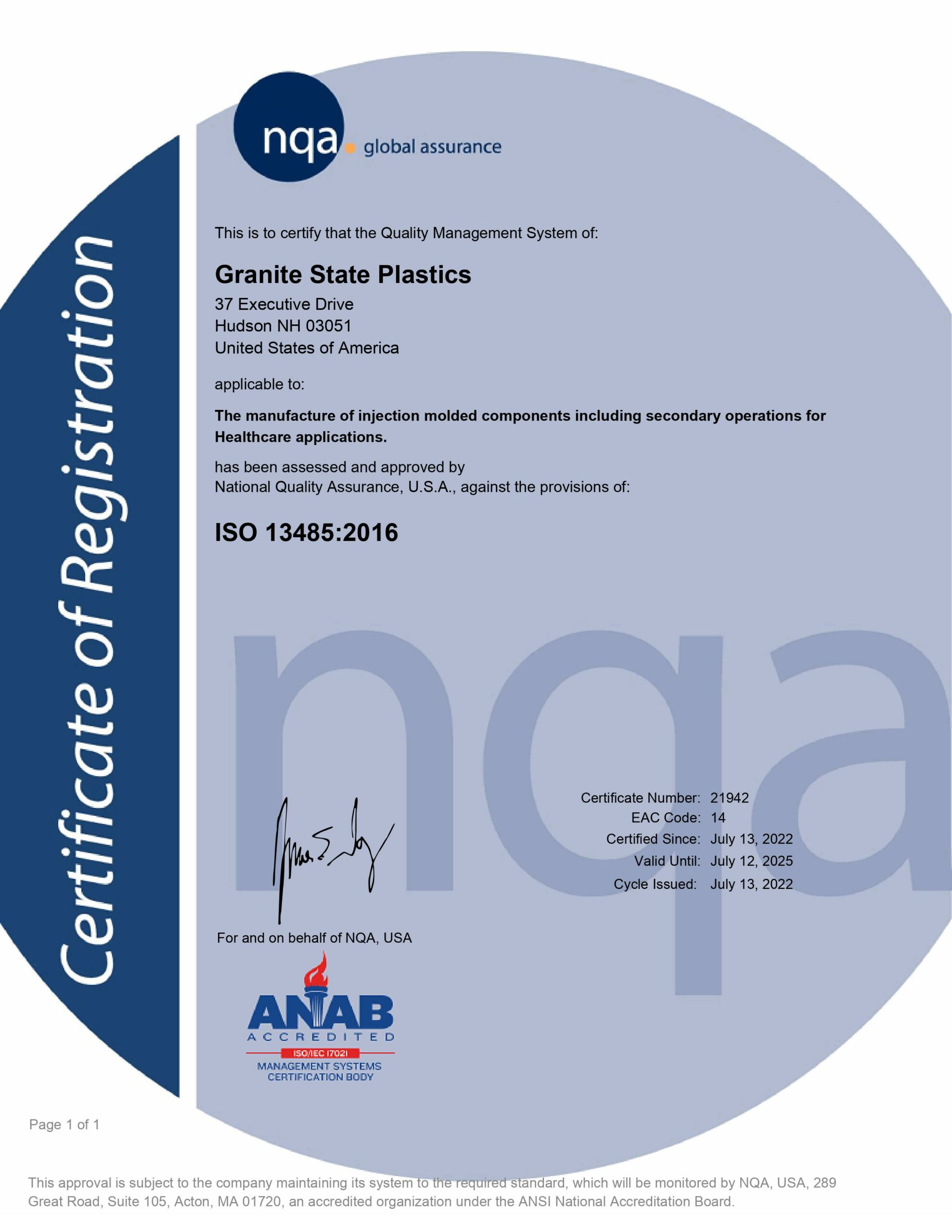 ISO 13485 Certificate